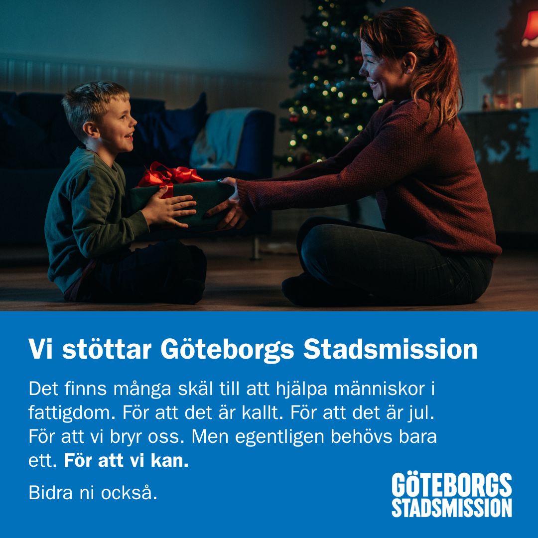Vi stöttar Göteborgs Stadsmission i jul